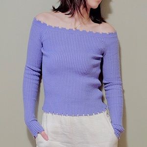 Purple distressed knitted top